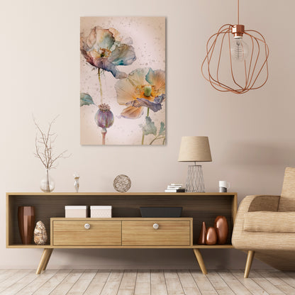 SOFTEN POPPY Vertical Canvas Print