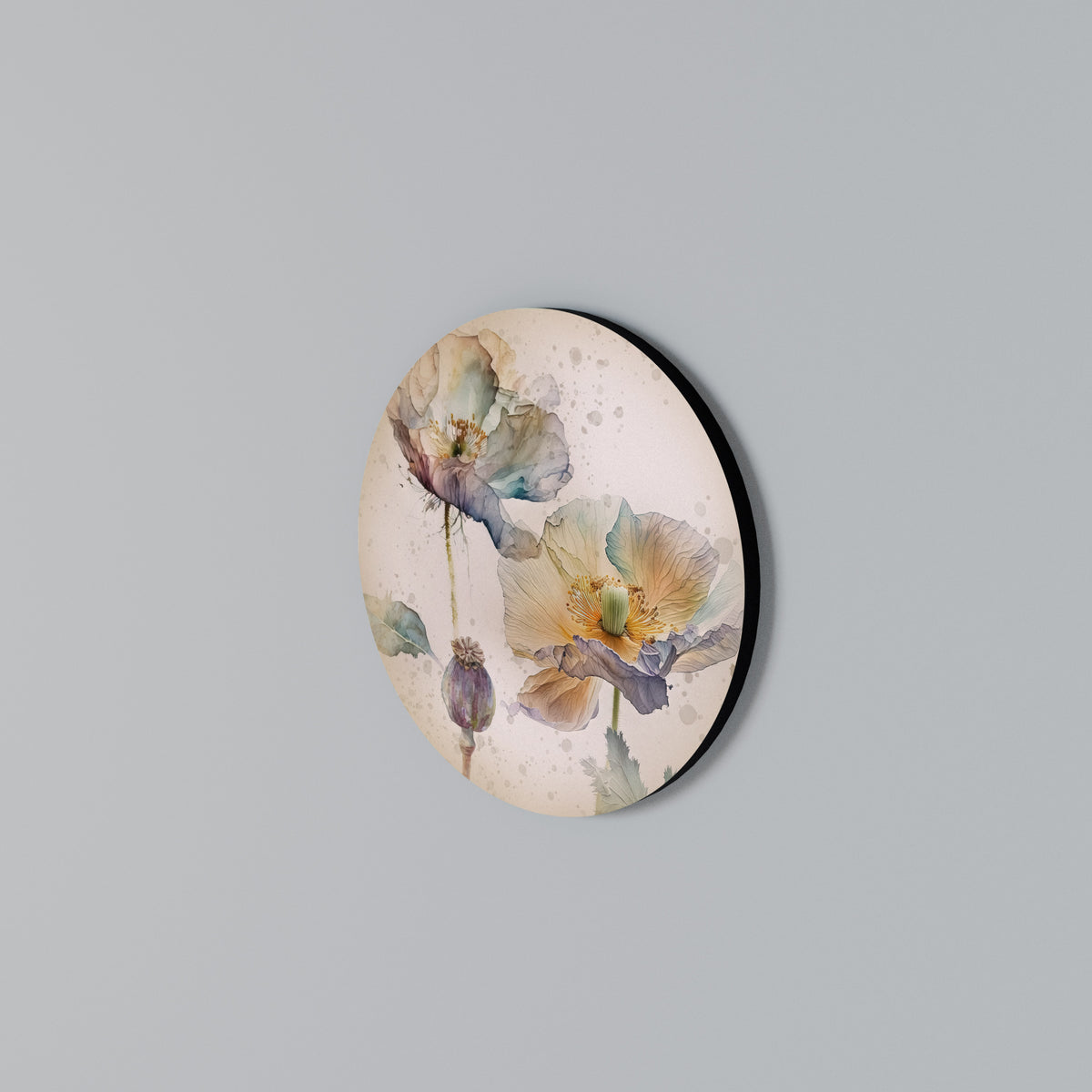 SOFTEN POPPY Round Wall Art