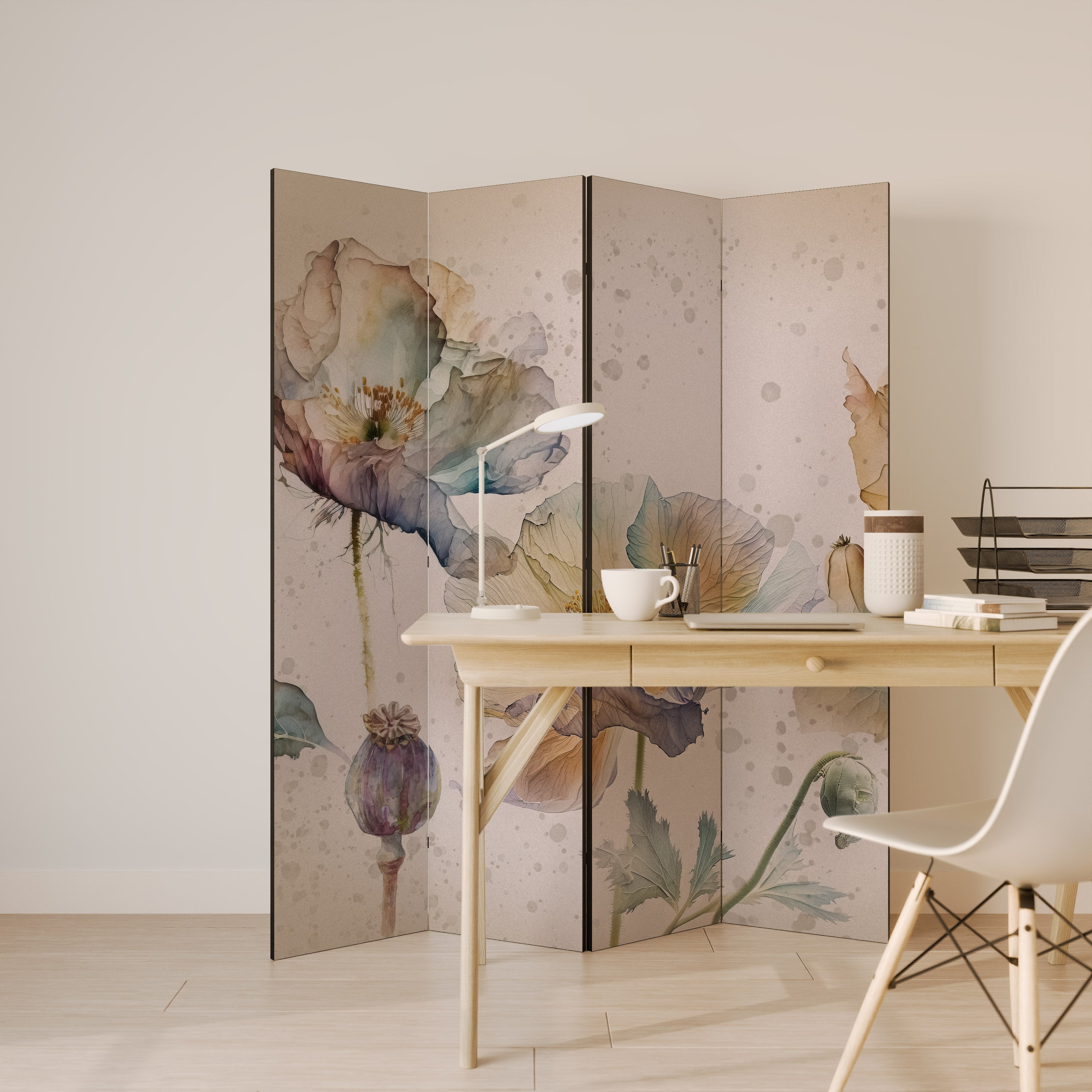 SOFTEN POPPY Rumsavdelare 4 paneler