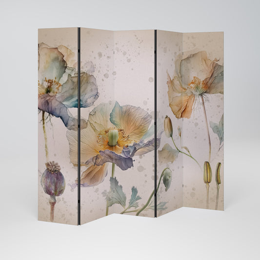 SOFTEN POPPY Decorative 5-Panel Room Divider