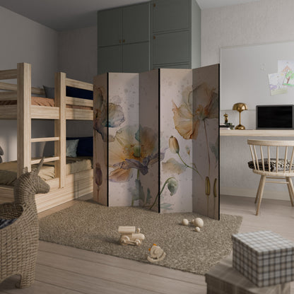 Dekorativ rumsavdelare med 5 paneler, SOFTEN POPPY