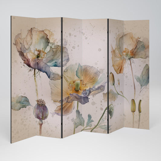 SOFTEN POPPY Decorative 6-Panel Room Divider