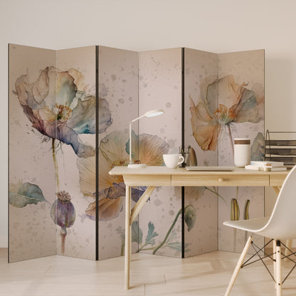 Dekorativ rumsavdelare med 6 paneler SOFTEN POPPY