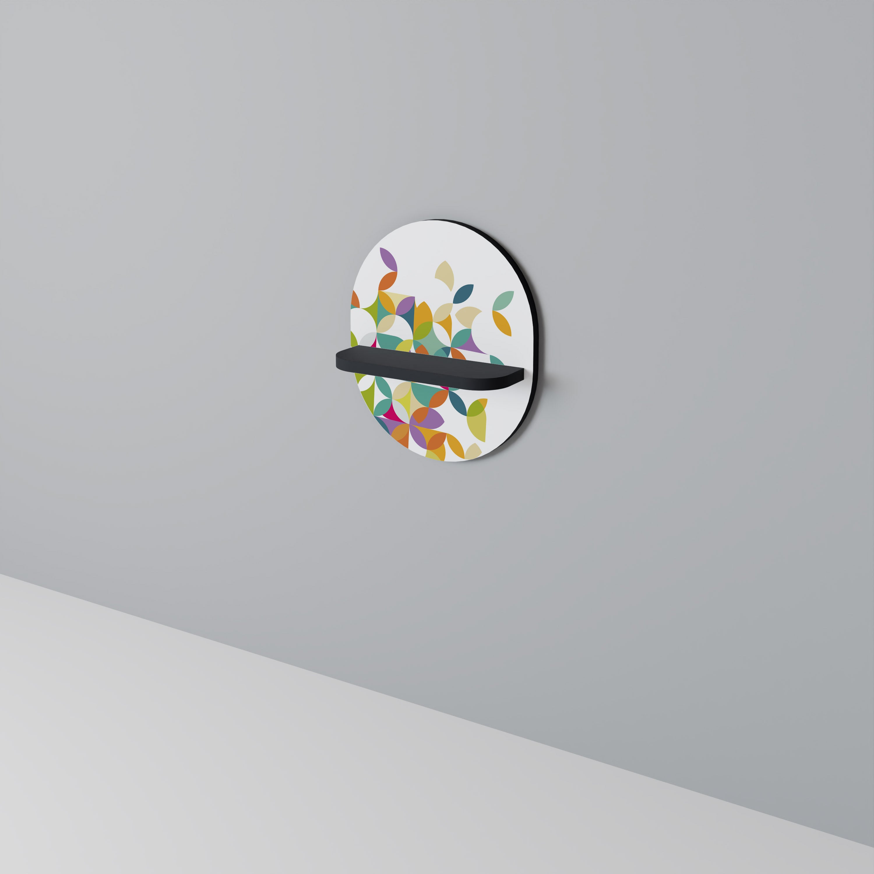PIXEL BLOSSOM Oval konsthylla i svart finish
