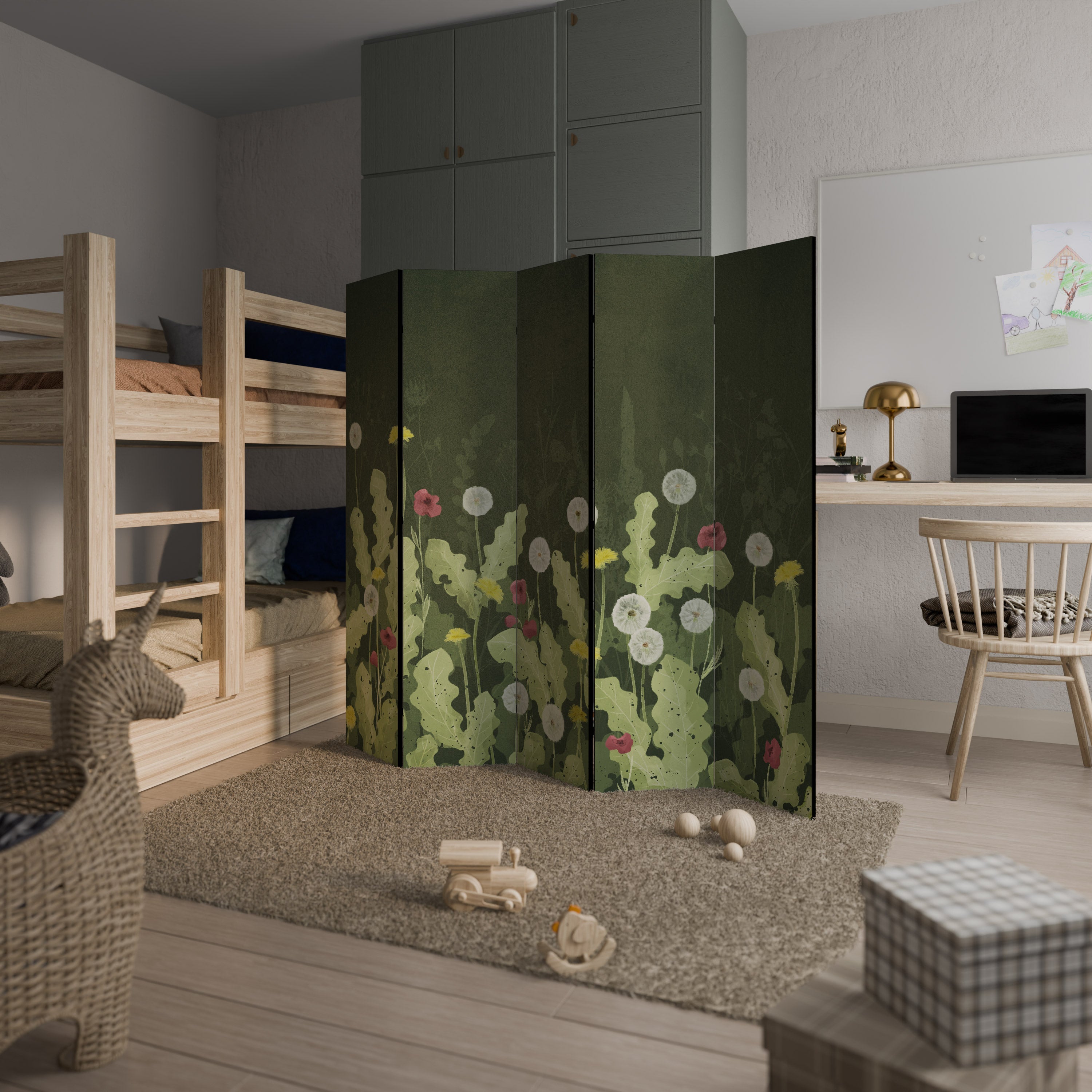 DANDELION AMUSE Dekorativ rumsavdelare – 5 paneler