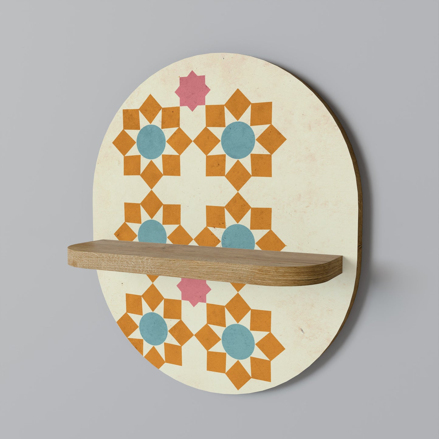FLORAL DECOR Oval Art Shelf In Oak Effect