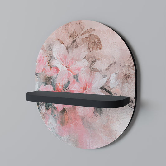 CHERRY BLOSSOM Oval konsthylla i svart finish