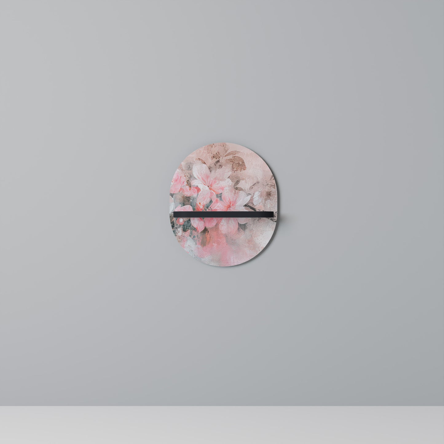CHERRY BLOSSOM Oval konsthylla i svart finish