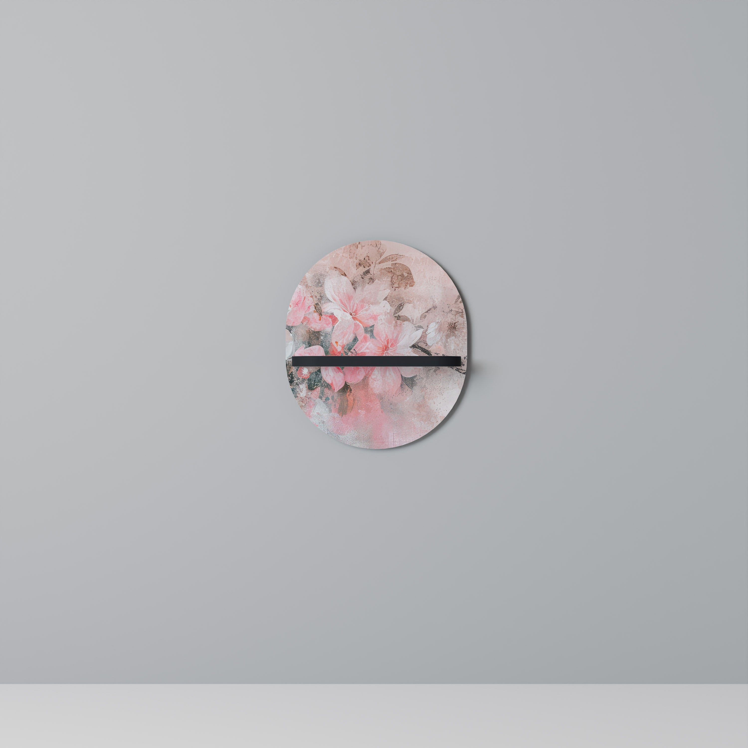 CHERRY BLOSSOM Oval konsthylla i svart finish