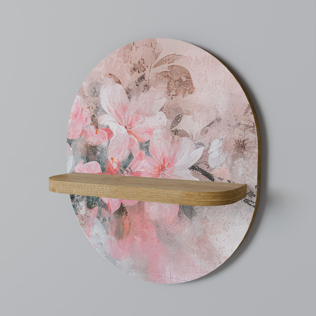 KÖRSBÄRSBLOMMA Oval konsthylla i ekeffekt