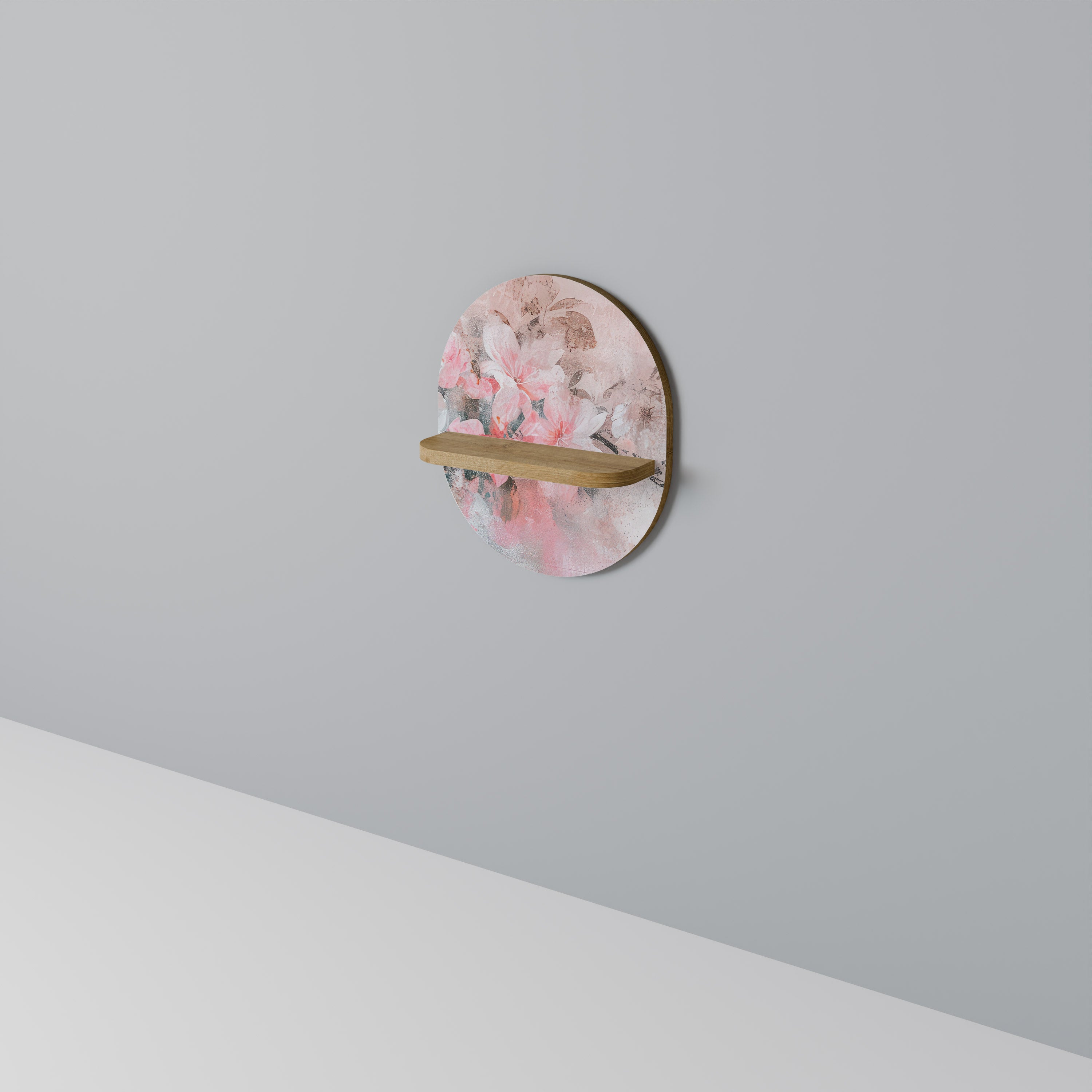 KÖRSBÄRSBLOMMA Oval konsthylla i ekeffekt