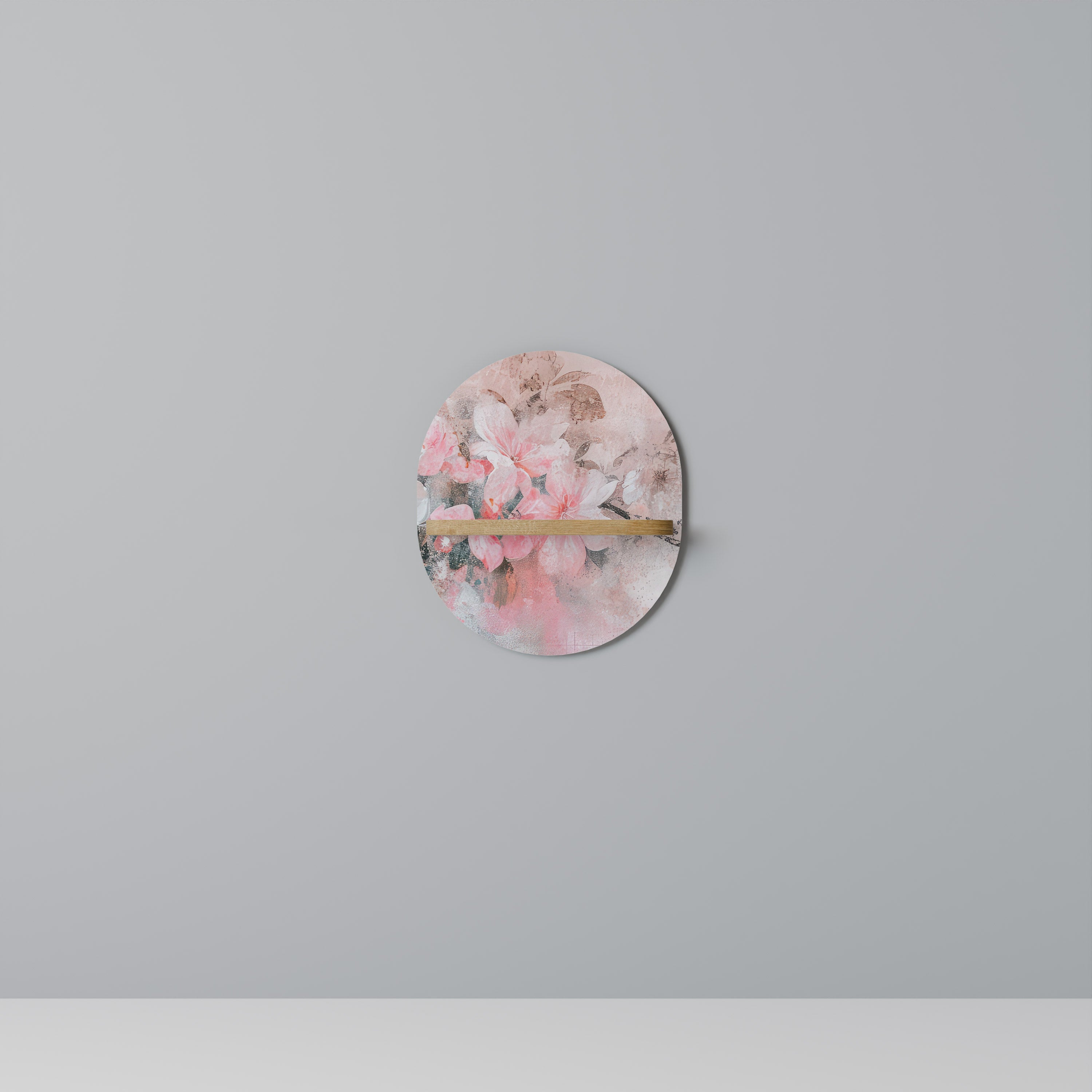 KÖRSBÄRSBLOMMA Oval konsthylla i ekeffekt
