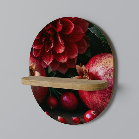 DAHLIAS OCH GRATÄNTEN Oval konsthylla i ekeffekt