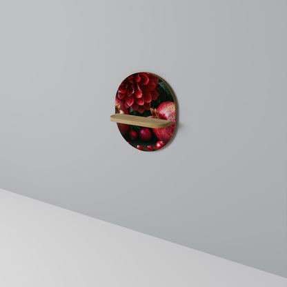 DAHLIAS OCH GRATÄNTEN Oval konsthylla i ekeffekt