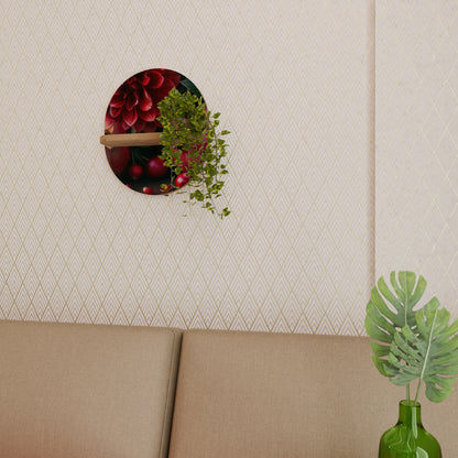 DAHLIAS OCH GRATÄNTEN Oval konsthylla i ekeffekt