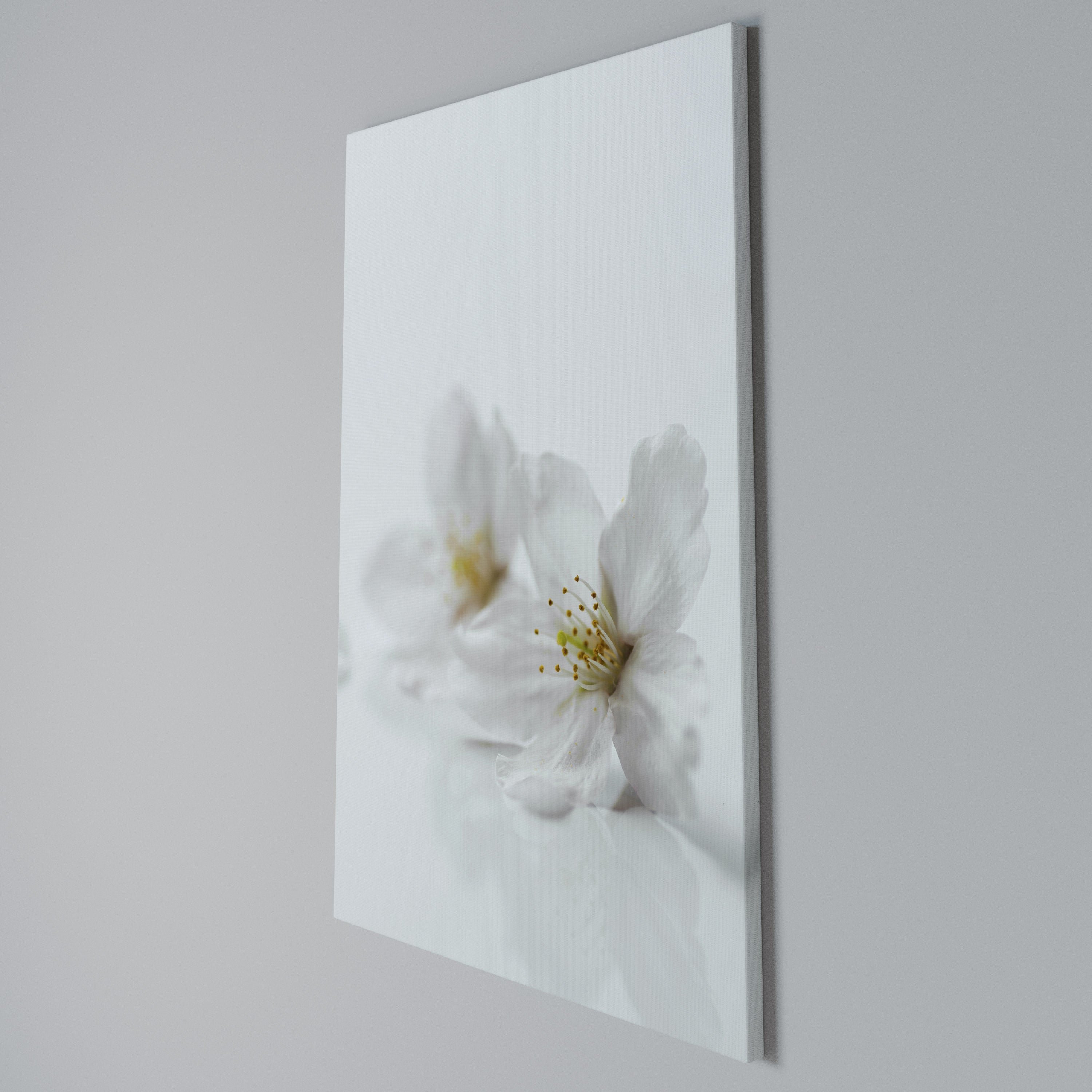 FLEETING WHITE PETALS Vertical Canvas Print