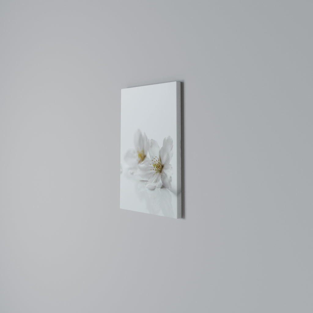 FLEETING WHITE PETALS Vertical Canvas Print