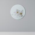 FLEETING WHITE PETALS Round Wall Art