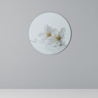 FLEETING WHITE PETALS Round Wall Art