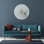 FLEETING WHITE PETALS Round Wall Art