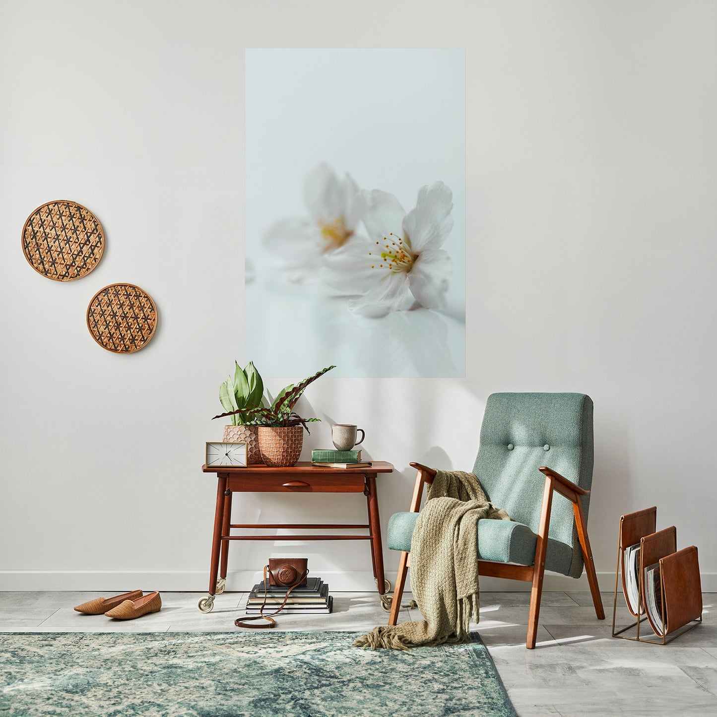 FLEETING WHITE PETALS Peel and Stick Vertical Poster