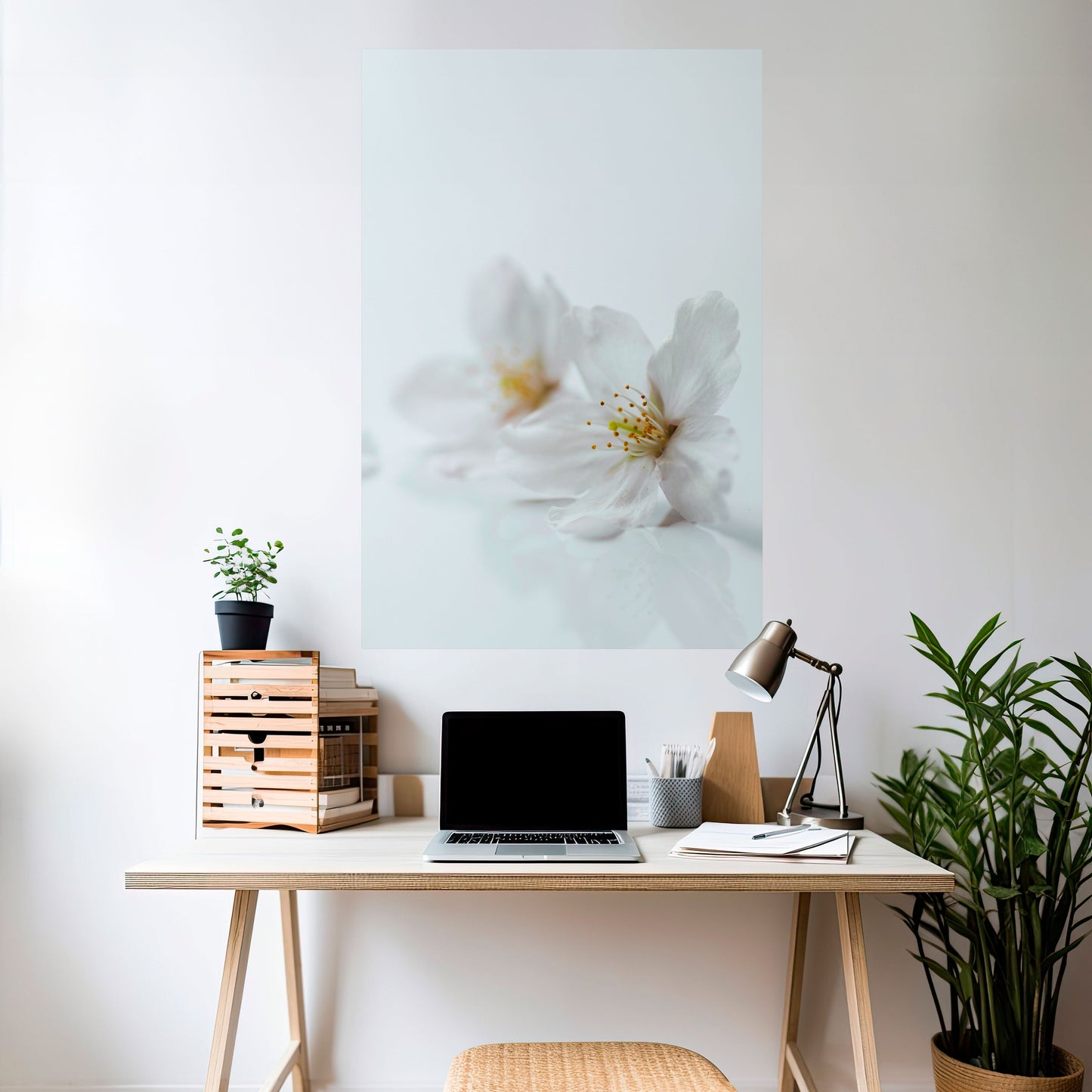 FLEETING WHITE PETALS Peel and Stick Vertical Poster