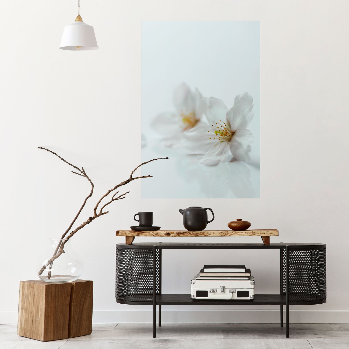 FLEETING WHITE PETALS Peel and Stick Vertical Poster