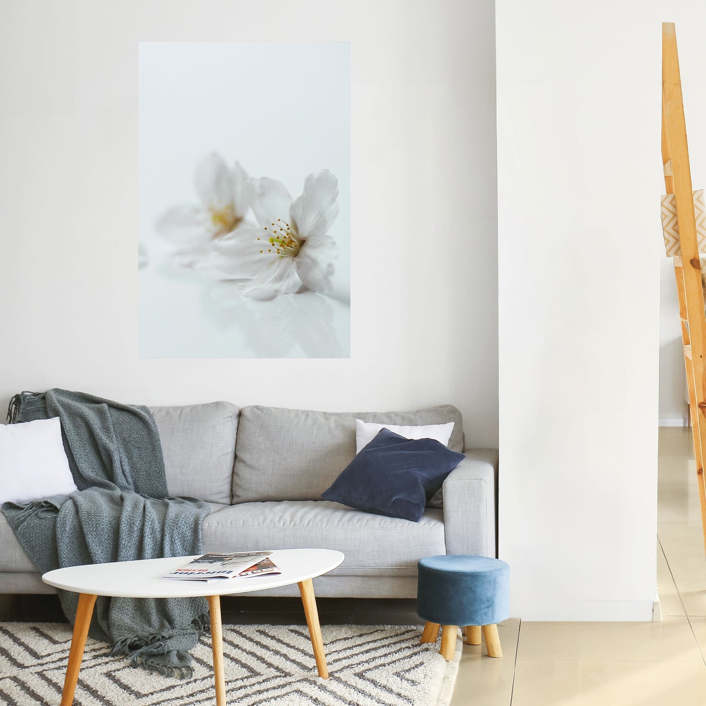 FLEETING WHITE PETALS Peel and Stick Vertical Poster