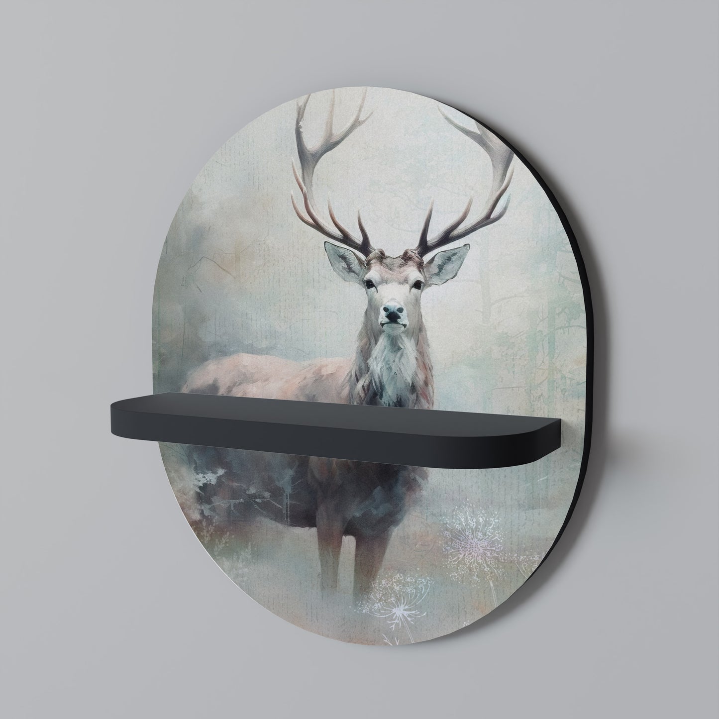 FOREST KING Oval konsthylla i svart finish