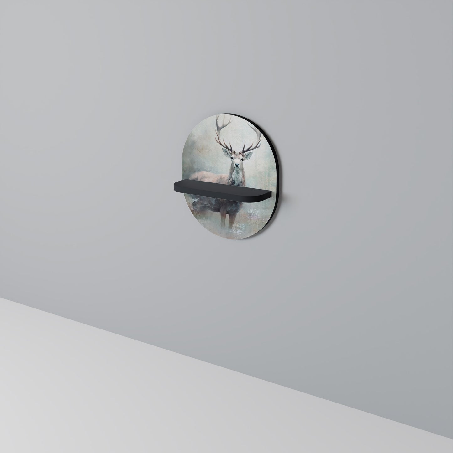 FOREST KING Oval konsthylla i svart finish