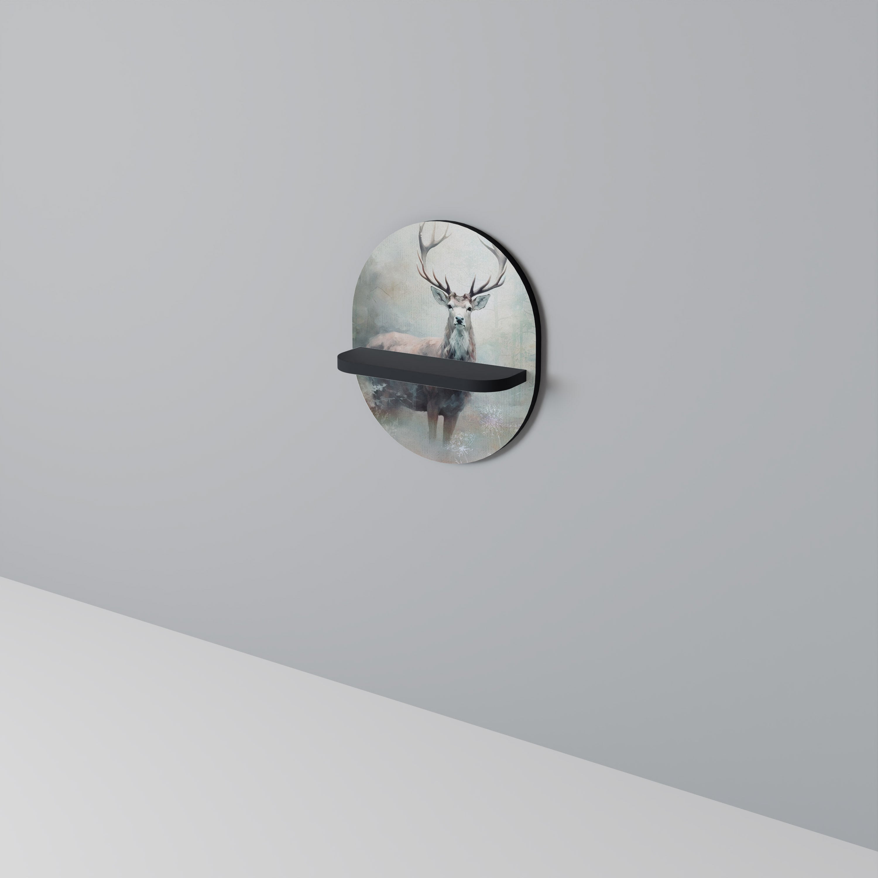FOREST KING Oval konsthylla i svart finish