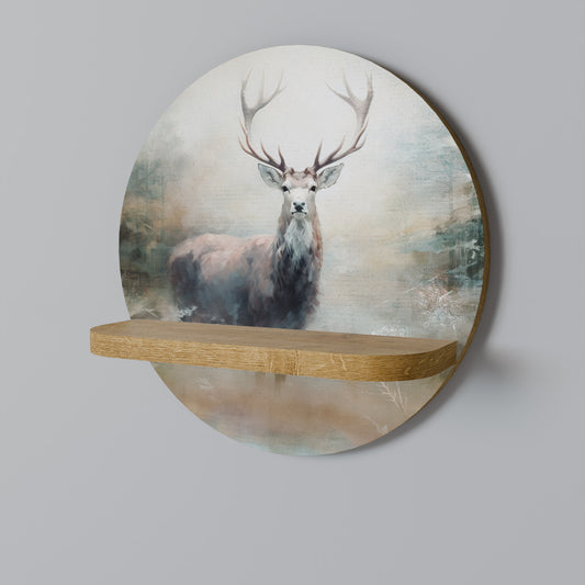 FOREST KING Round Art Shelf In Oak Effect