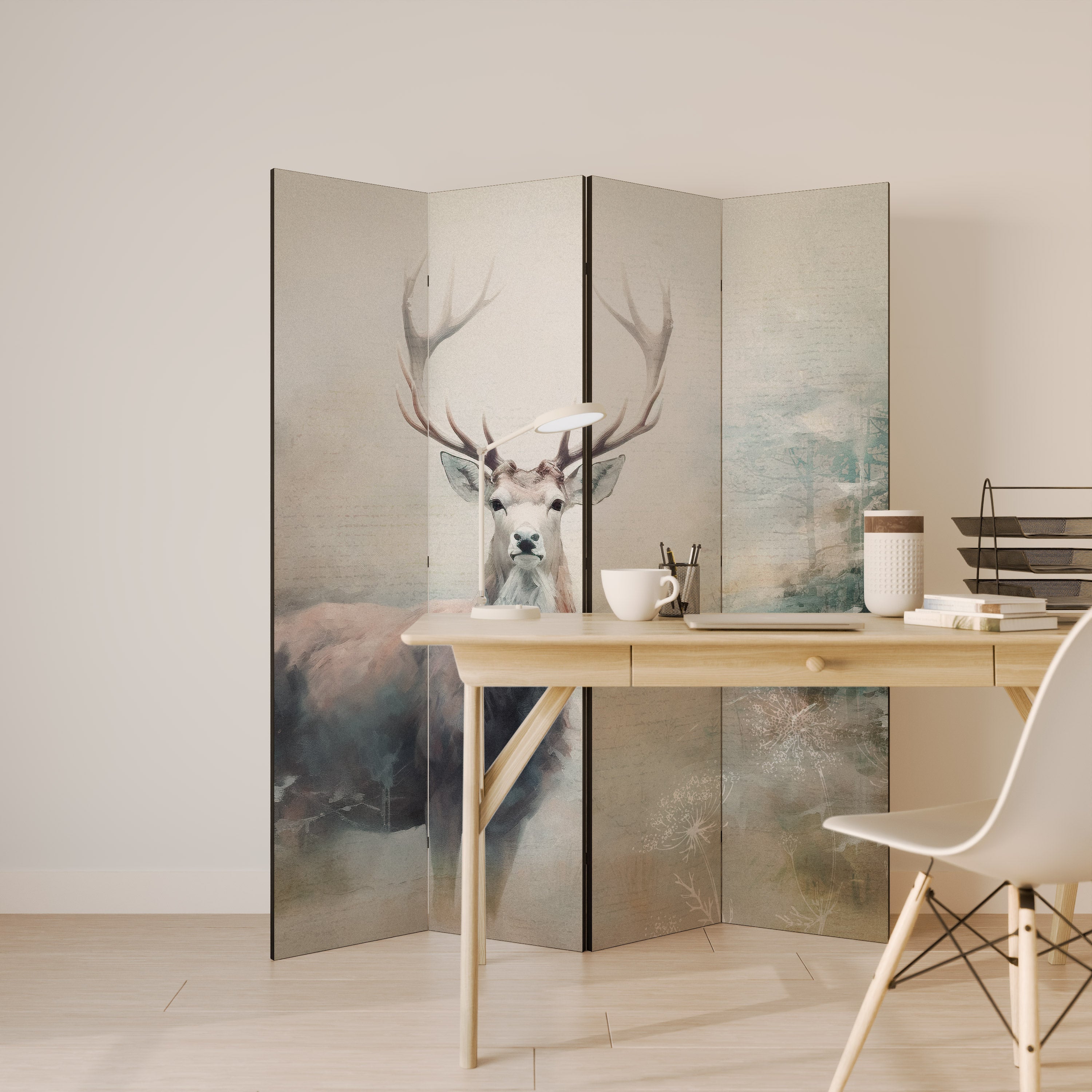 Dekorativ rumsavdelare FOREST KING med 4 paneler