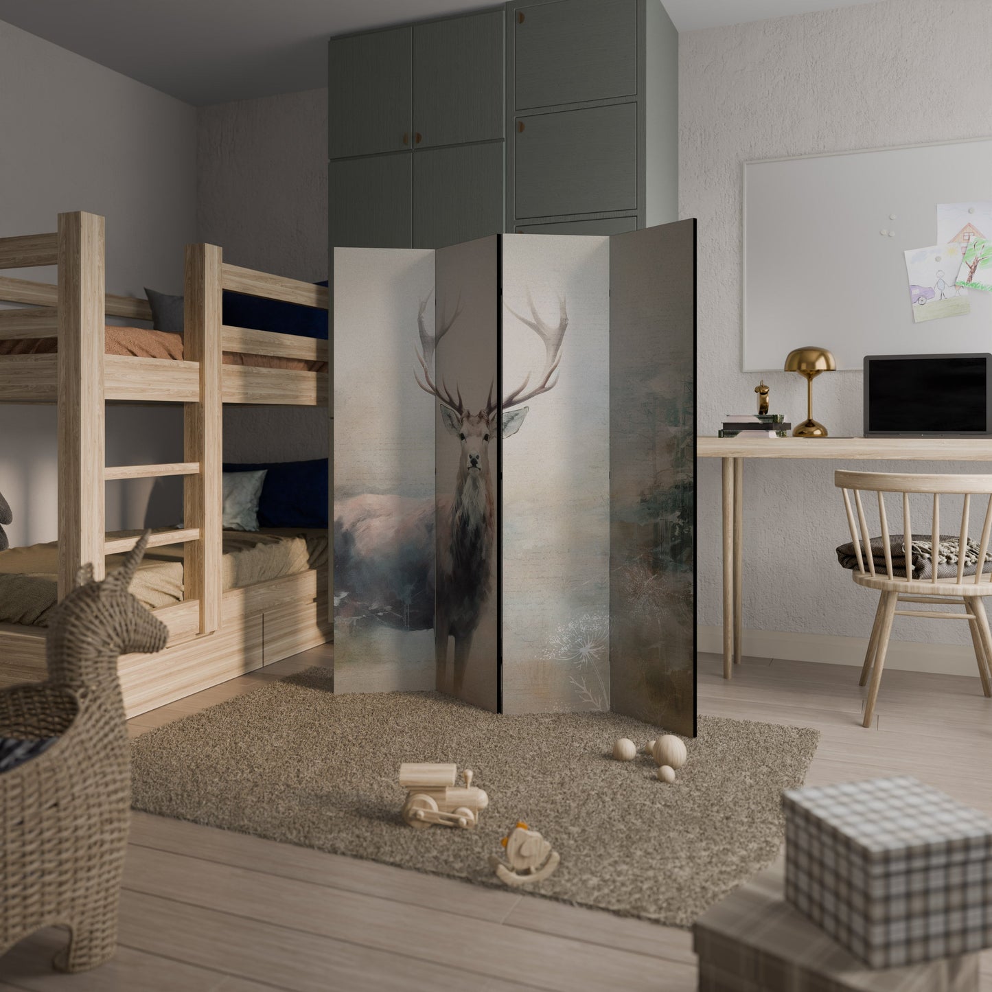 Dekorativ rumsavdelare FOREST KING med 4 paneler