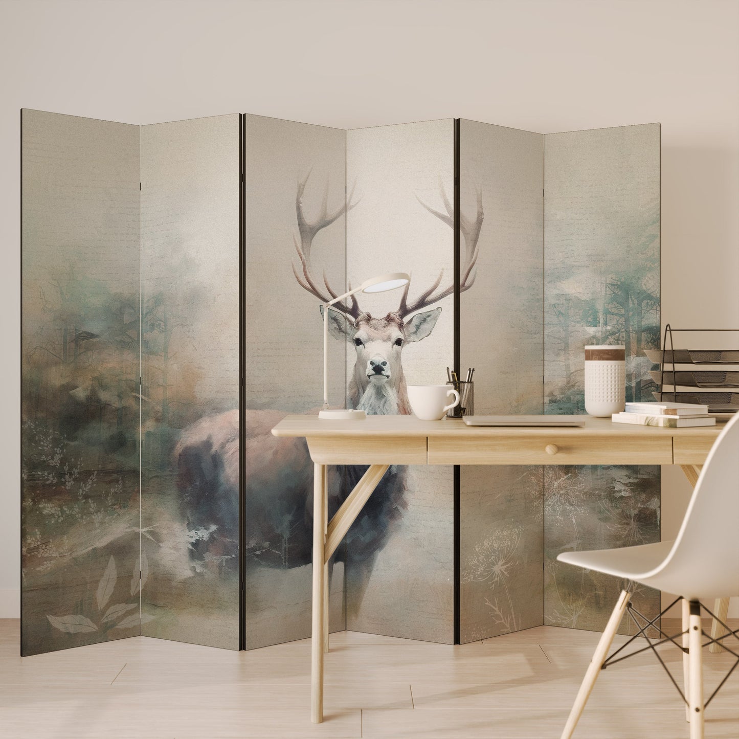 Dekorativ rumsavdelare med 6 paneler FOREST KING