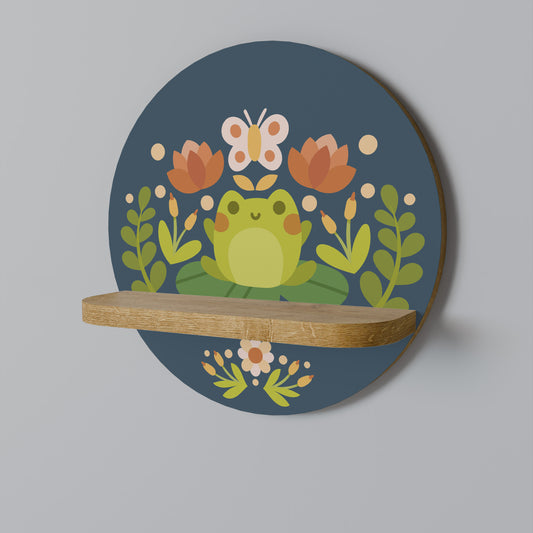 MEADOW IDYLL Round Art Shelf In Oak Effect