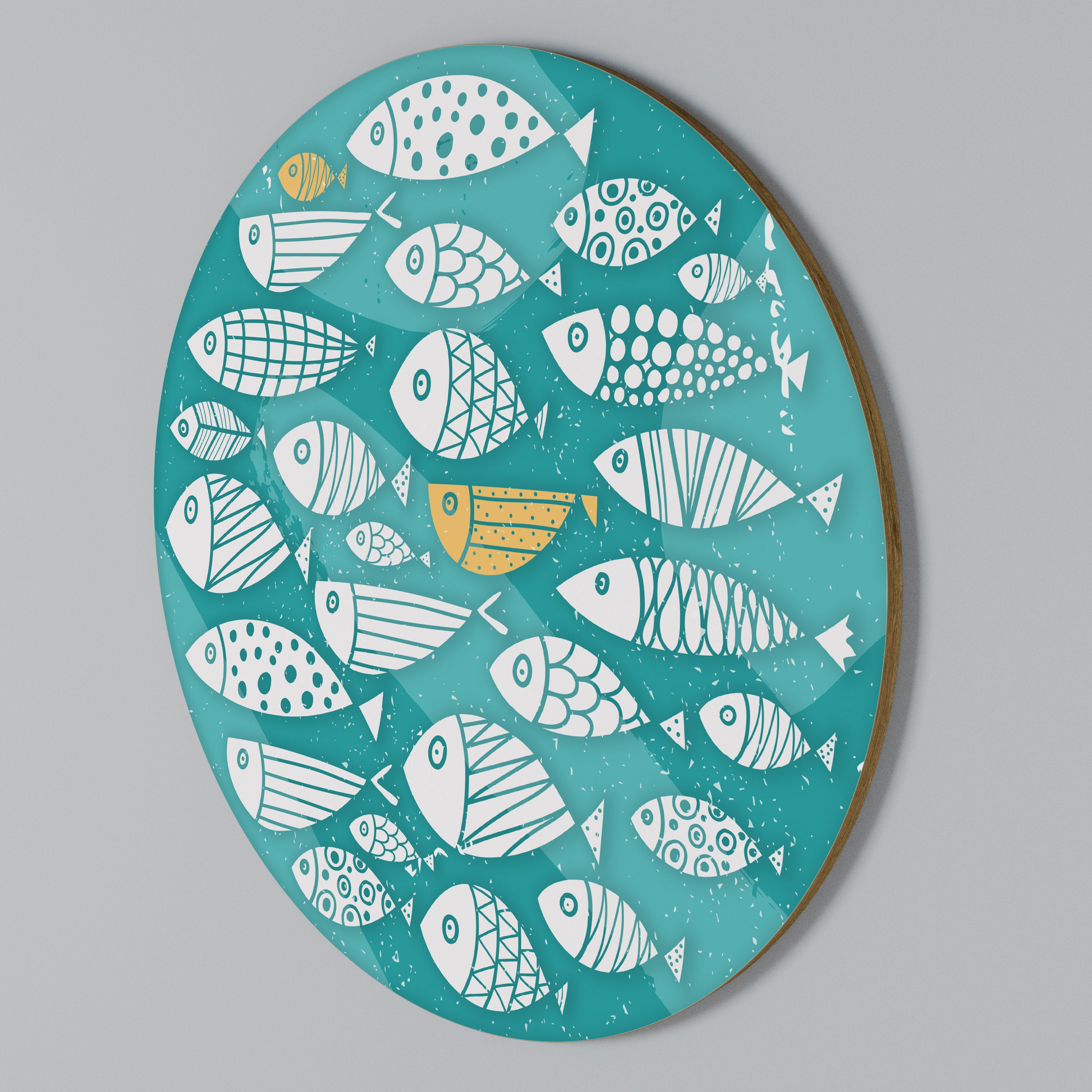FISHY FOLK ART Rund väggdekor