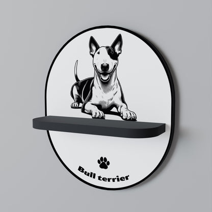 BULL TERRIER Oval konsthylla i svart finish