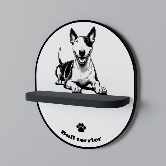 BULL TERRIER Oval konsthylla i svart finish