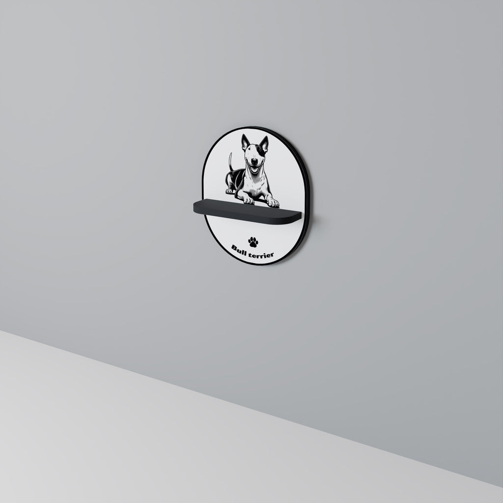 BULL TERRIER Oval konsthylla i svart finish