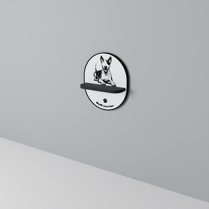 BULL TERRIER Oval konsthylla i svart finish