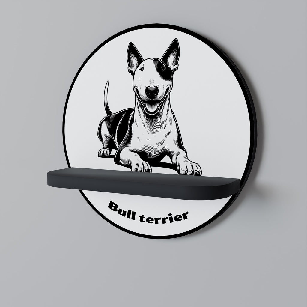 BULL TERRIER Rund konsthylla i svart finish