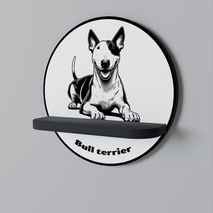 BULL TERRIER Rund konsthylla i svart finish