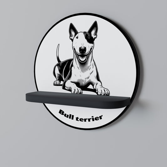 BULL TERRIER Rund konsthylla i svart finish