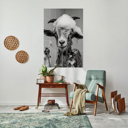 SOAPY GOAT GIGGLES Vertikal affisch med självhäftande text
