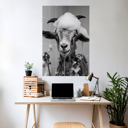 SOAPY GOAT GIGGLES Vertikal affisch med självhäftande text