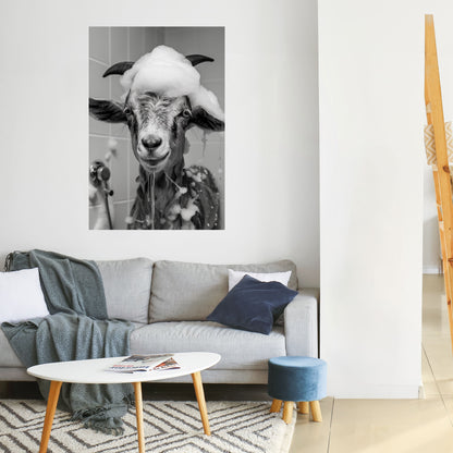 SOAPY GOAT GIGGLES Vertikal affisch med självhäftande text