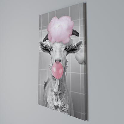 BUBBLEGUM BOVINE BLISS Vertical Canvas Print