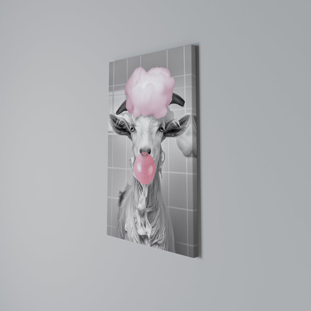 BUBBLEGUM BOVINE BLISS Vertical Canvas Print