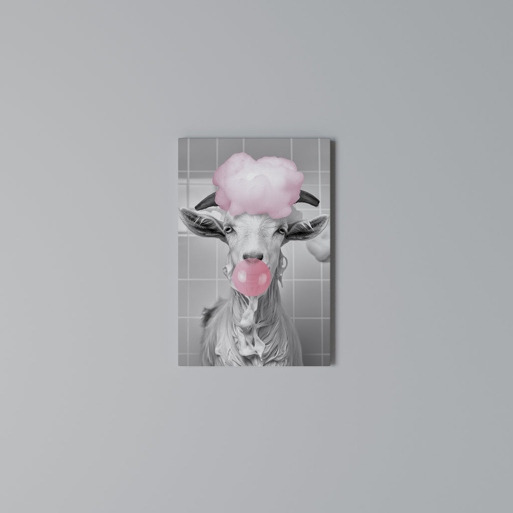 BUBBLEGUM BOVINE BLISS Vertical Canvas Print